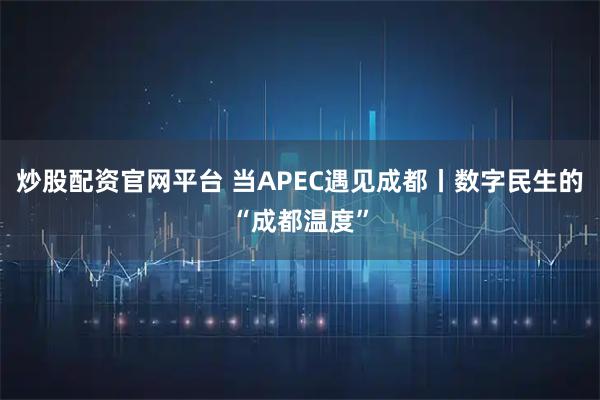 炒股配资官网平台 当APEC遇见成都丨数字民生的“成都温度”